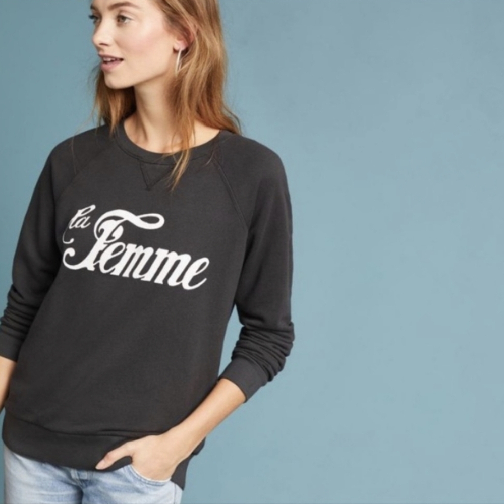 Anthropologie Black Cozy Sweatshirt - Picture 3 of 11
